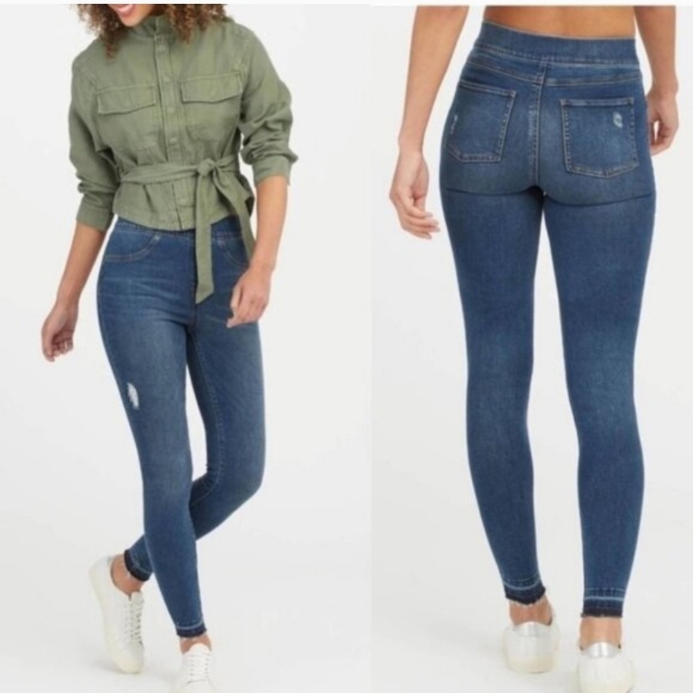 SPANX Distressed Ankle SkinnyJeans Size Medium, Medium Wash - Picture 3 of 16